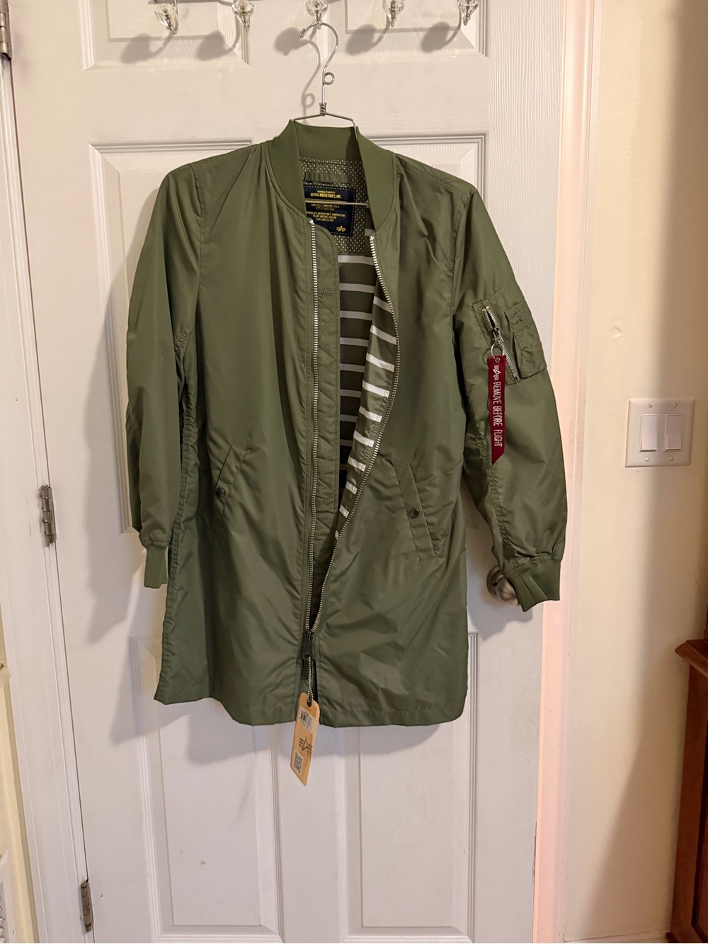 Alpha Industries women’s Olive Long Bomber Jacket